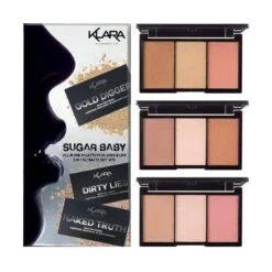 Sugar Baby Box Set -Beauty Bakerie Shop Klara Cosmetics 3 Palettes Dirty Lies Gold Digger Naked Truth contour blush bronze highlight eyeshadow trio professional pigmented shimmer matte glitter sparkle multichrome makeup