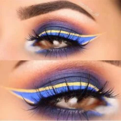 Burning Man - Limited Edition Palette -Beauty Bakerie Shop Klara Cosmetics Burning Man limited edition eyeshadow palette professional pigmented shades looks on the model colorful shimmer matte glitter sparkle multichrome