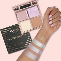 Selfie Queen - Glow Kit Highlighter Palette -Beauty Bakerie Shop Klara Cosmetics Glow Kit Selfie Queen highlighter eyeshadow palette professional pigmented shades swatches colorful shimmer matte glitter sparkle multichrome