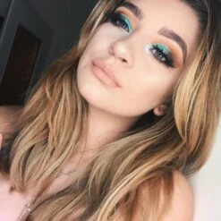 24 Shades Eyeshadow Palette - Malibu 13 24 Shades Eyeshadow Palette - Malibu -Beauty Bakerie Shop Klara Cosmetics Malibu 24 eyeshadow palette professional pigmented shades looks on the model one colorful shimmer matte glitter sparkle multichrome