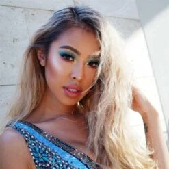 24 Shade Eyeshadow Palette - Ibiza -Beauty Bakerie Shop Klara Cosmetics Shanghai 24 eyeshadow palette professional pigmented shades looks on the model three colorful shimmer matte glitter sparkle multichrome