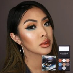 Burning Man - Limited Edition Palette -Beauty Bakerie Shop Klara Cosmetics burning man eyeshadow palette bold blue copper shimmer matte eyeshadow long last waterproof smudgeproof model
